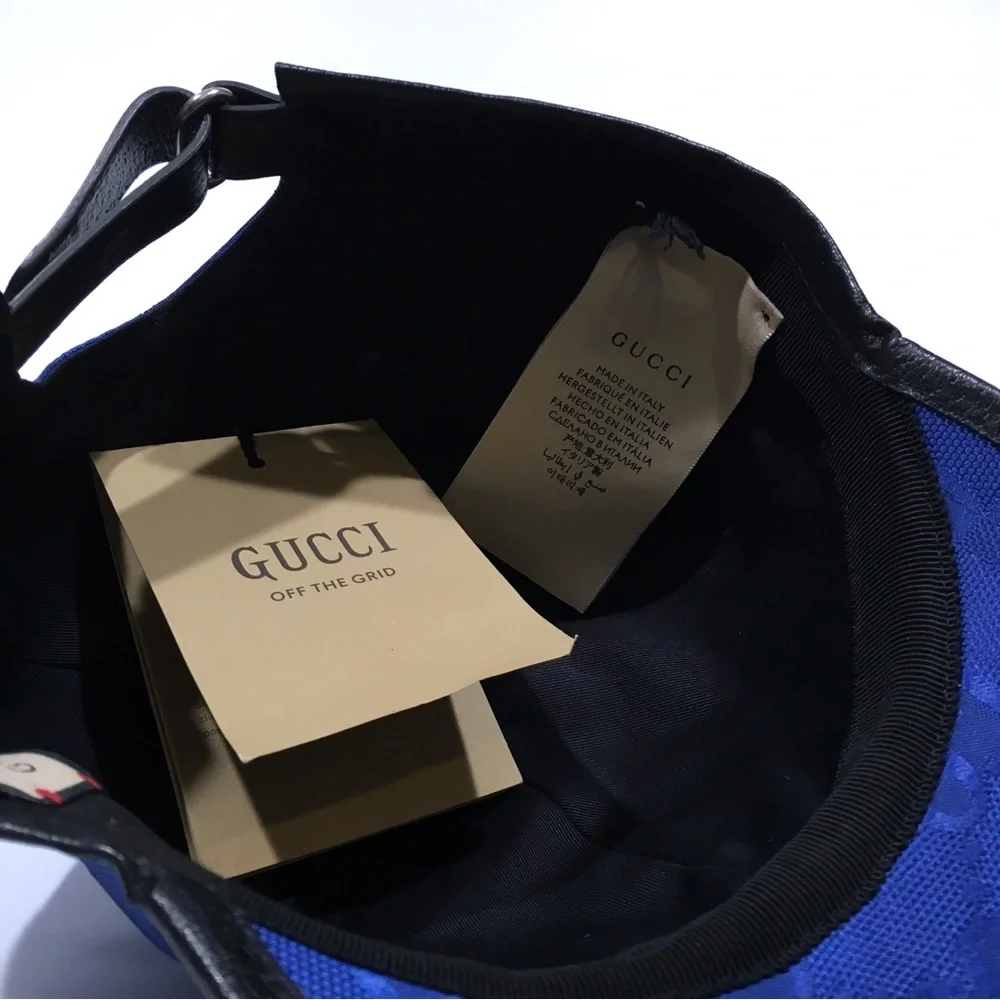 GUCCI JEREMI GUCCISSIMA BASEBALL CAP HAT -SIZE M -ROYAL BLUE / BLACK -NWT - Picture 9 of 11